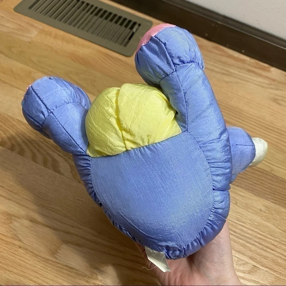 Vintage Puffy Easter Bunny Plush Purple Yellow Stuffed Animal